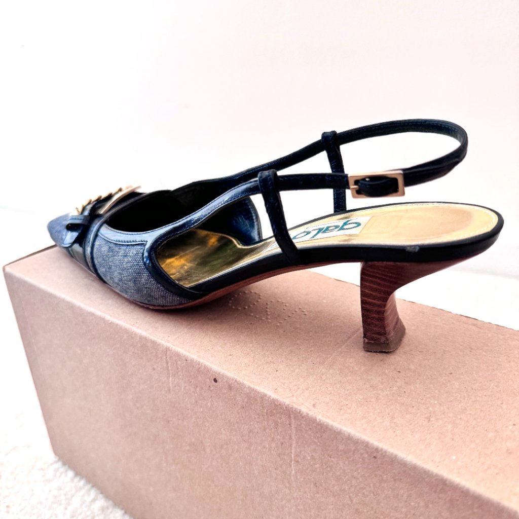 Slingback In Patchwork Denim